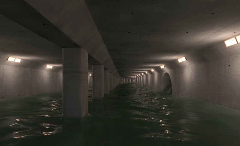 Cận cảnh mô phỏng đường hầm chống ngập kết hợp cao tốc ngầm dọc sông Tô Lịch