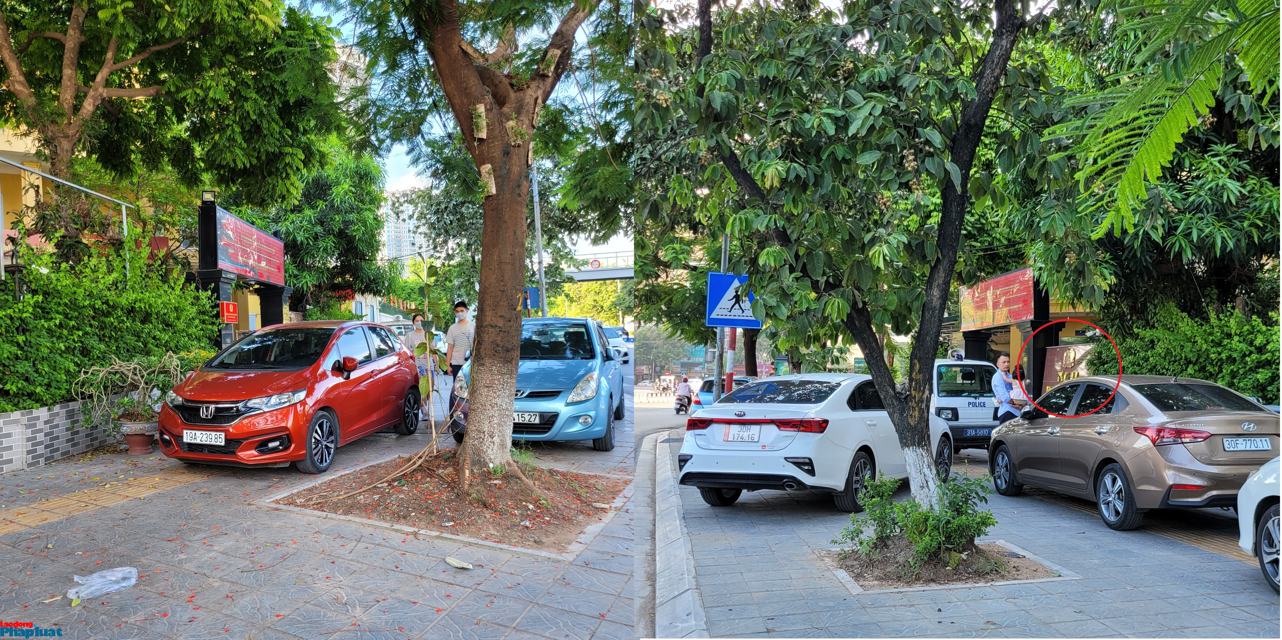 Muôn kiểu vi phạm TTĐT - Kỳ 1: 5 xe ô tô chiếm lĩnh vỉa hè trước cổng CA phường Dịch Vọng
