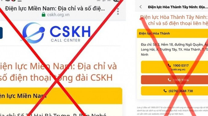 Cảnh báo về trang web giả mạo Tổng đài chăm sóc khách hàng ngành Điện