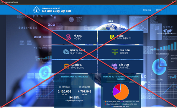 Cảnh báo website giả mạo Cổng dịch vụ công trực tuyến BHXH Việt Nam