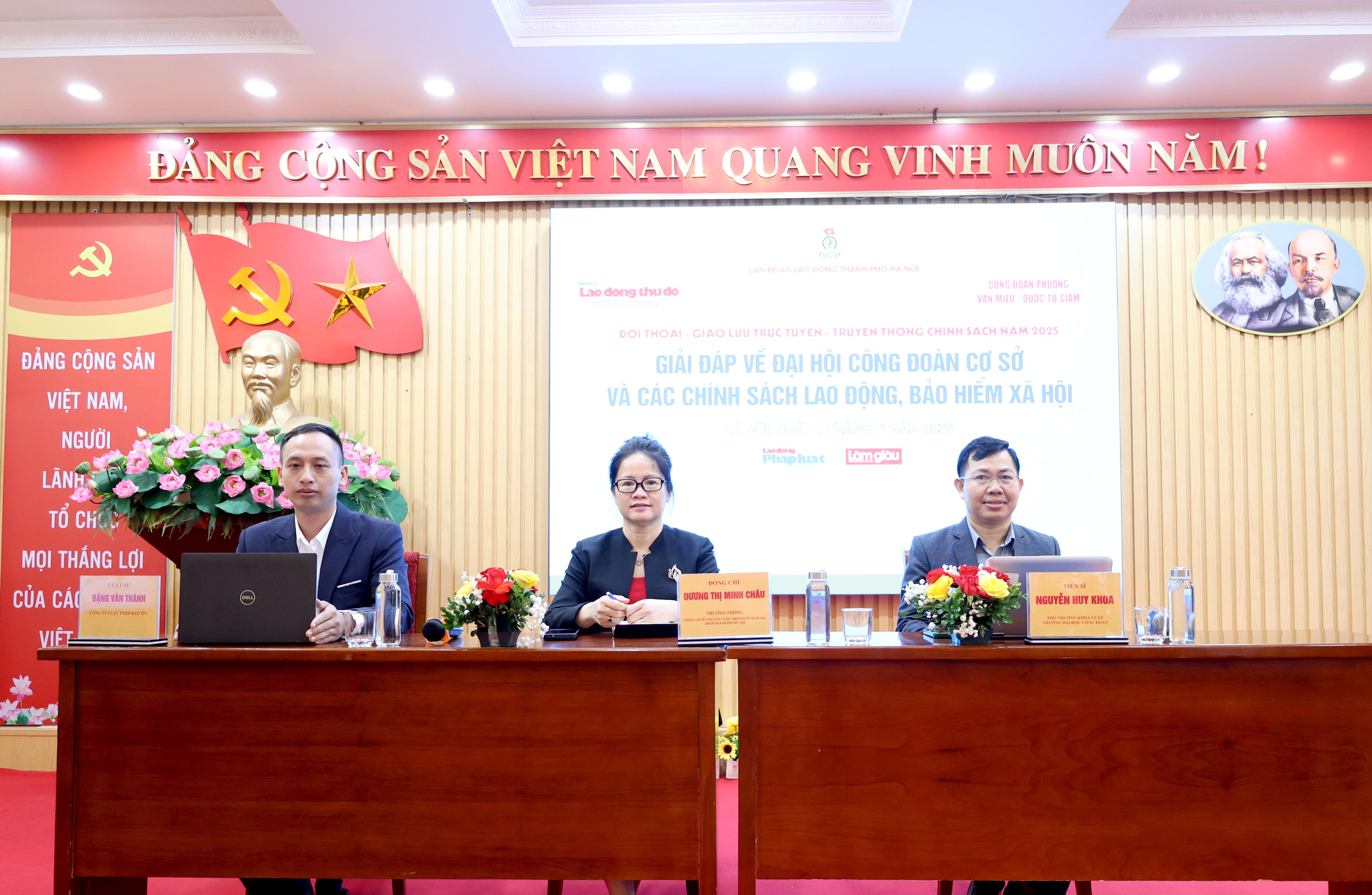 ĐANG TRỰC TUYẾN: Giải đáp về Đại hội Công đoàn cơ sở và các chính sách lao động, bảo hiểm xã hội ĐANG TRỰC TUYẾN: Giải đáp về Đại hội Công đoàn cơ sở và các chính sách lao động, bảo hiểm xã hội