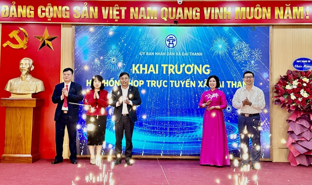 Xã Đại Thanh ra mắt hệ thống họp trực tuyến kết nối đến 21 thôn
