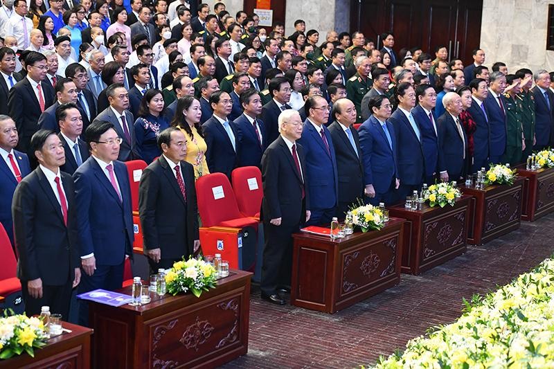 Hình ảnh lãnh đạo Đảng, Nhà nước dự Lễ kỷ niệm 60 năm Ngày thiết lập quan hệ ngoại giao Việt Nam-Lào ảnh 1