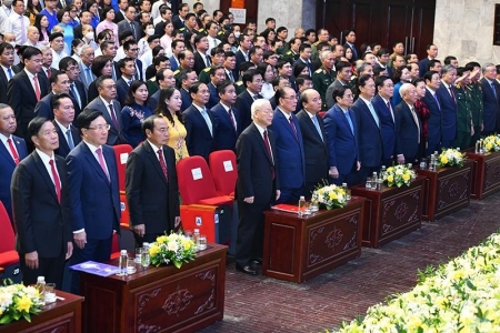 Hình ảnh lãnh đạo Đảng, Nhà nước dự Lễ kỷ niệm 60 năm Ngày thiết lập quan hệ ngoại giao Việt Nam-Lào