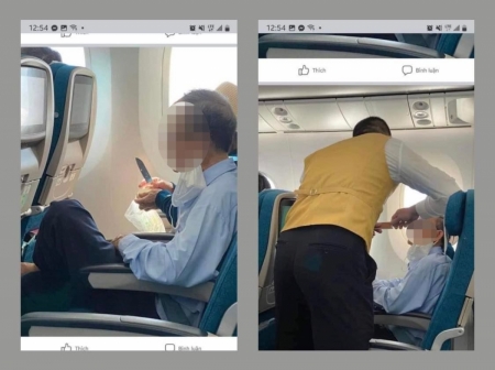 Xôn xao hình ảnh hành khách mang dao ra gọt hoa quả trên máy bay